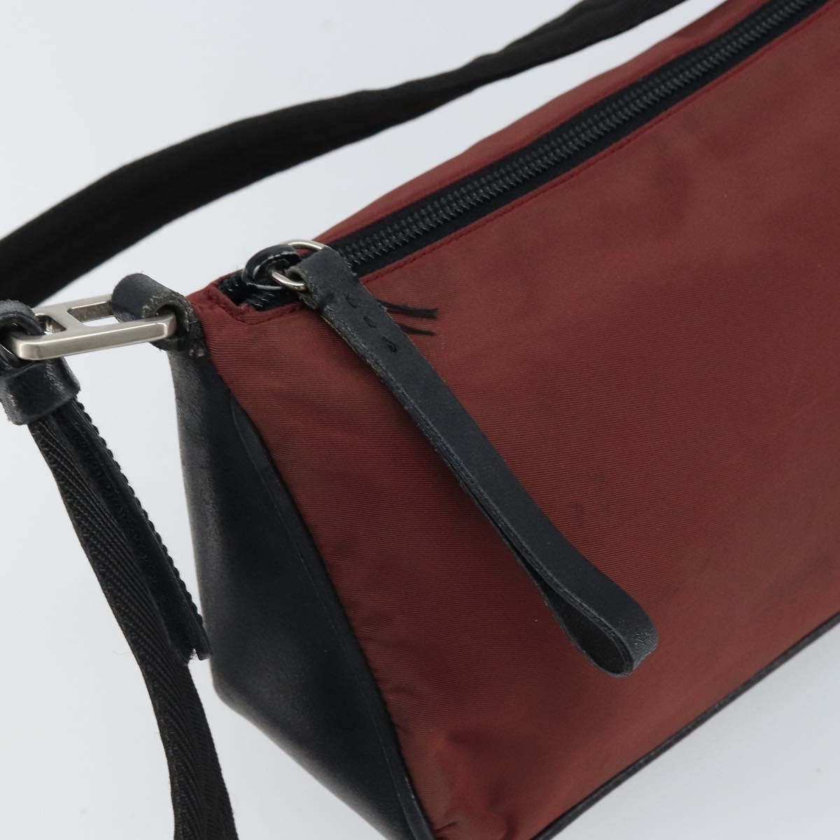 PRADA Shoulder Bag Nylon Red Silver Auth ep12904