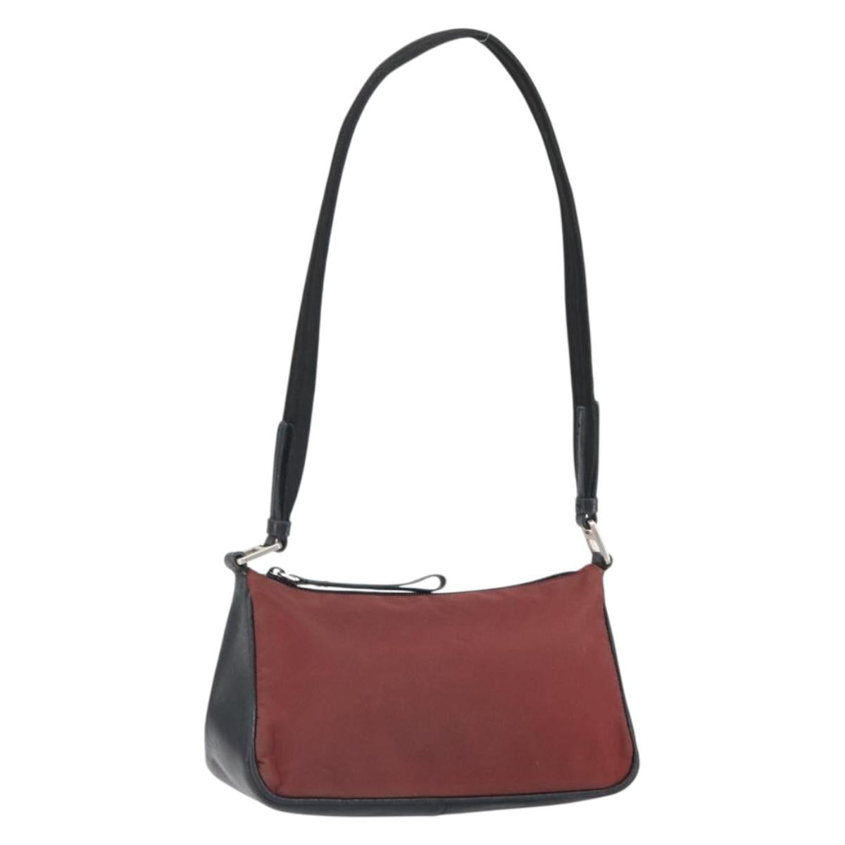 PRADA Shoulder Bag Nylon Red Silver Auth ep12904