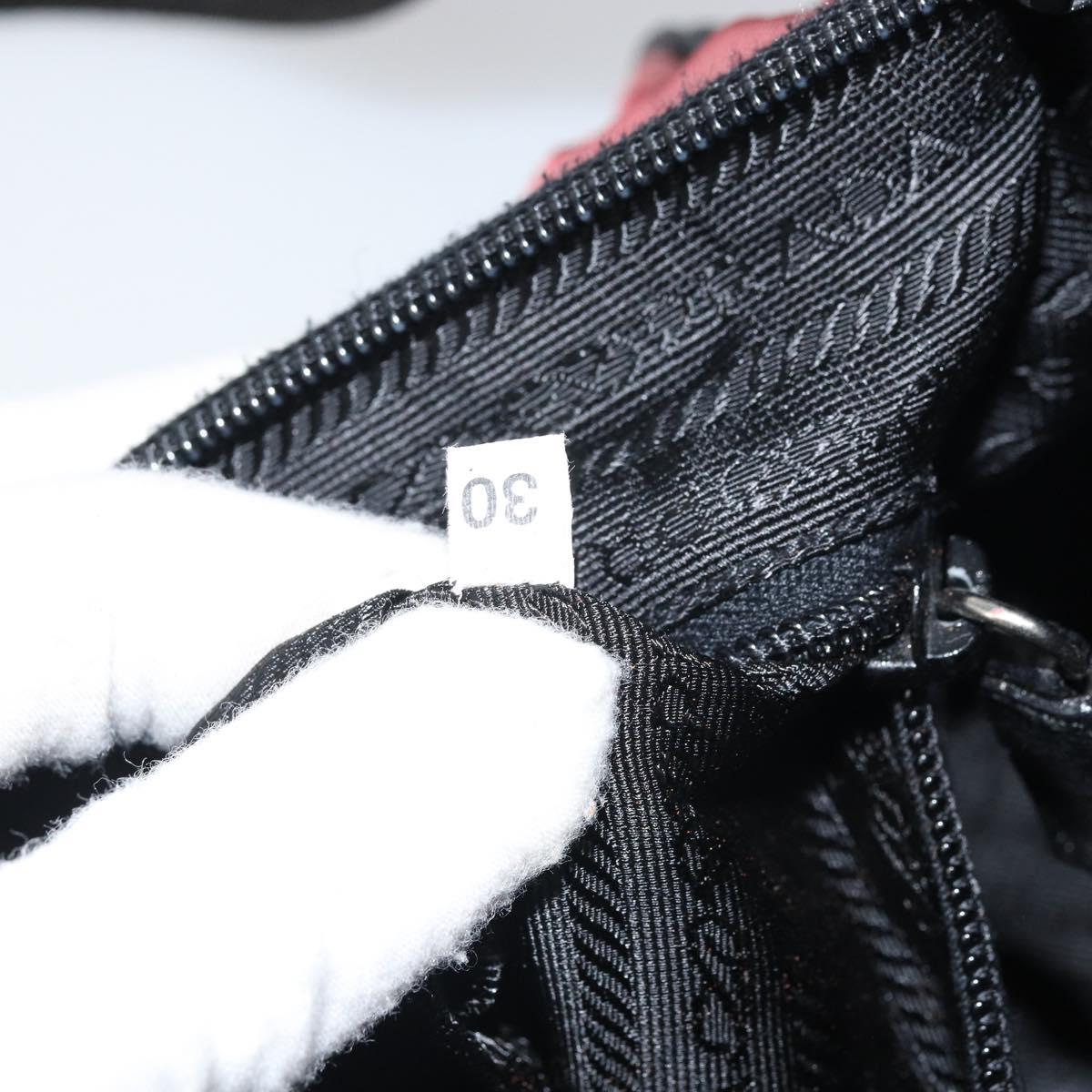 PRADA Shoulder Bag Nylon Red Silver Auth ep12904