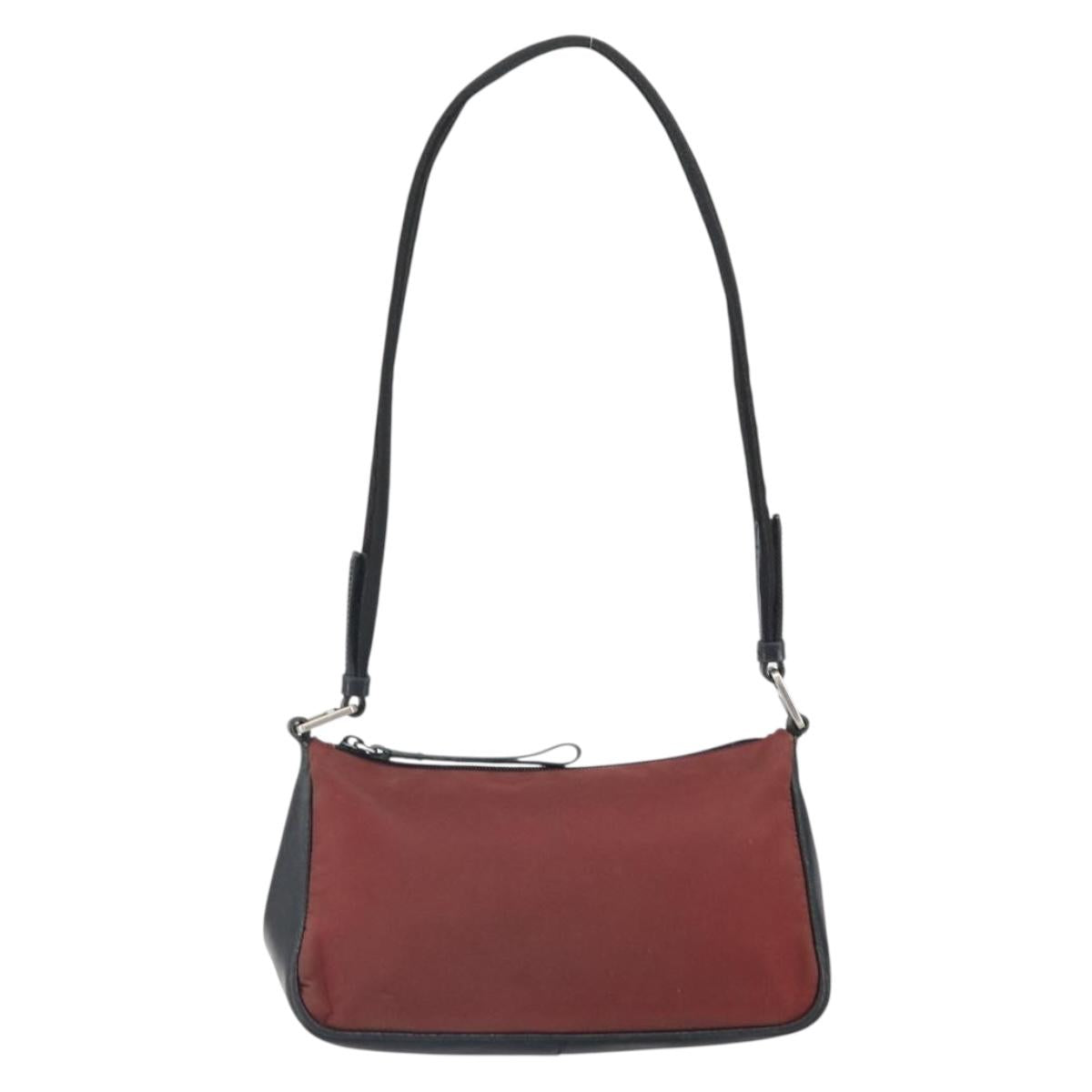 PRADA Shoulder Bag Nylon Red Silver Auth ep12904