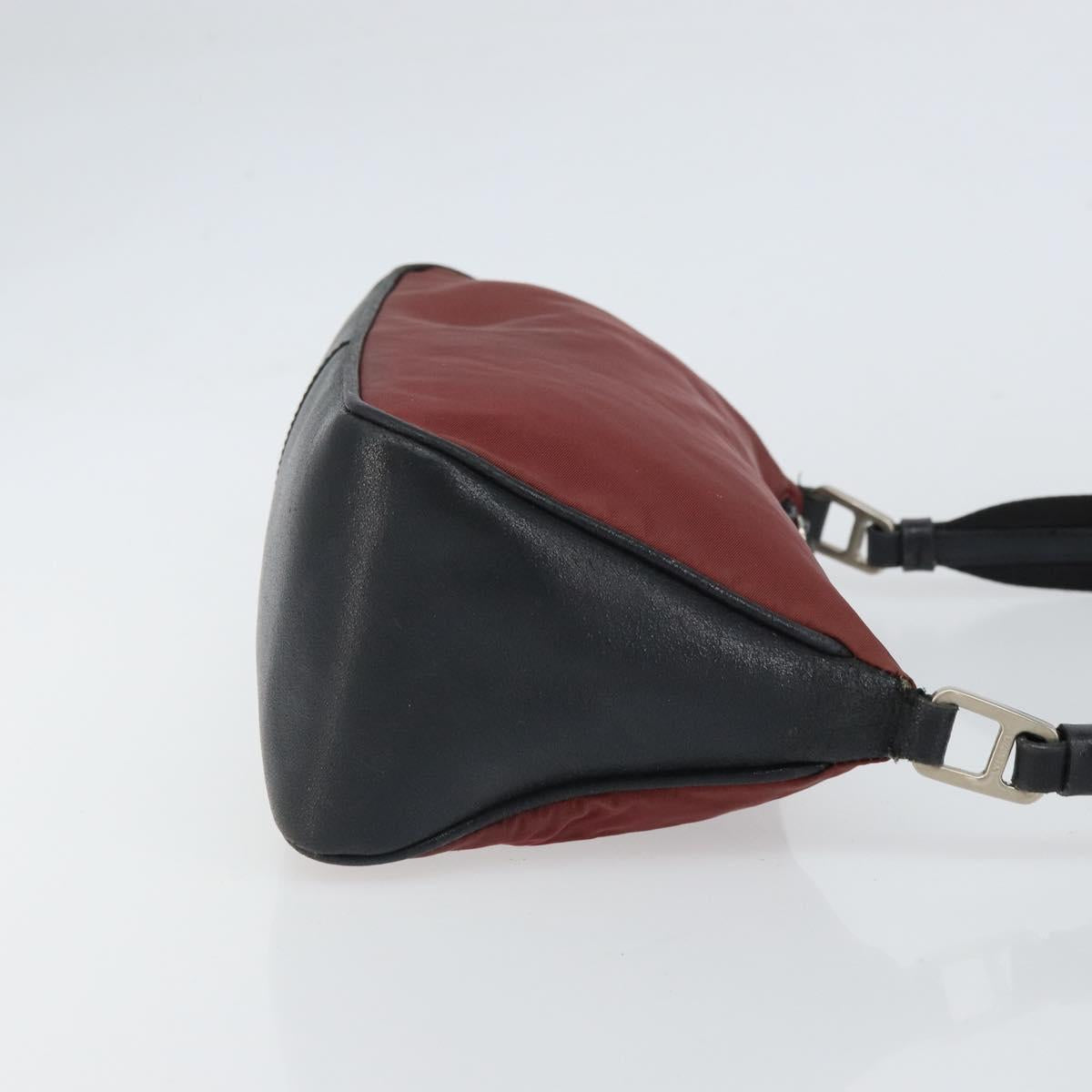 PRADA Shoulder Bag Nylon Red Silver Auth ep12904