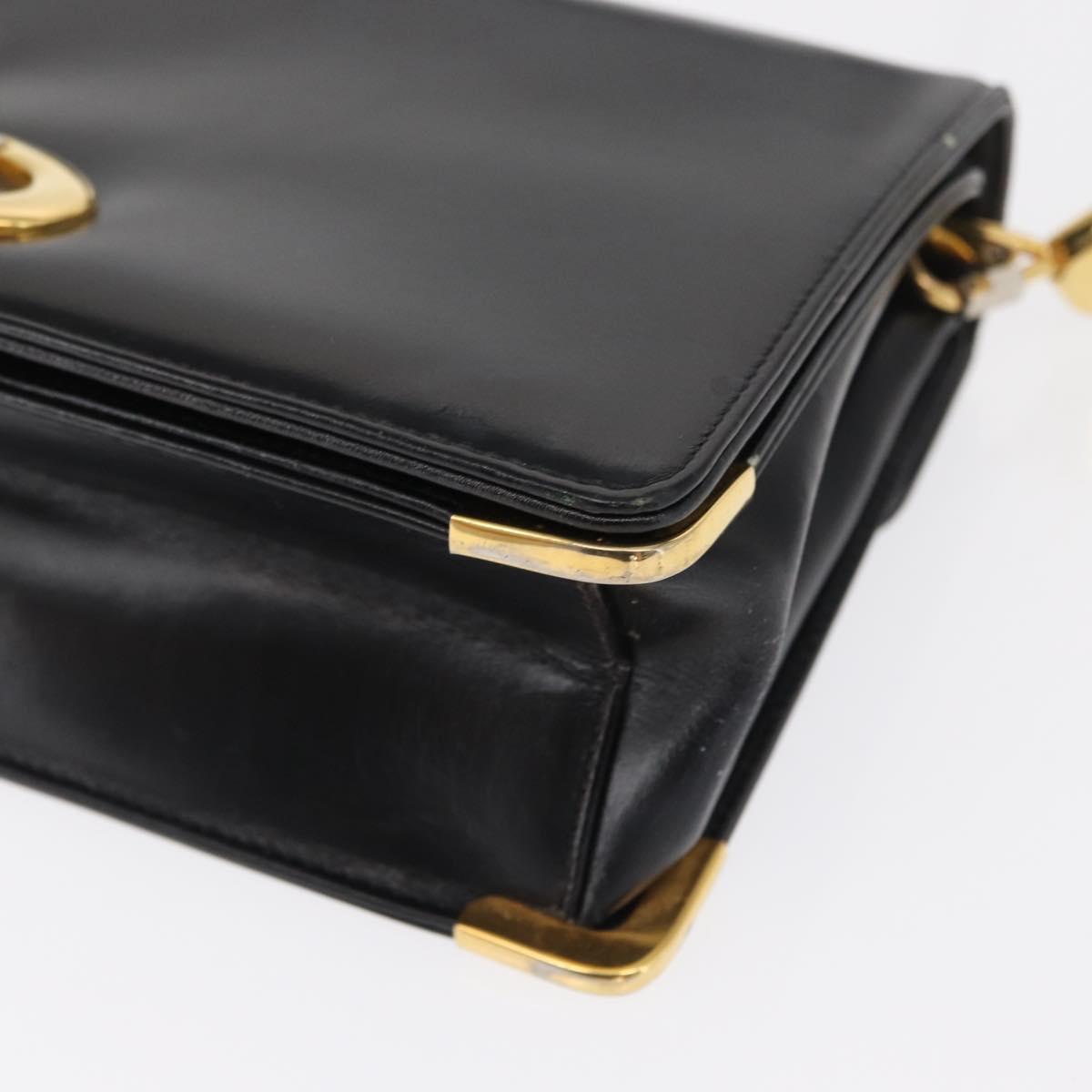 Christian Dior Shoulder Bag Leather Black Gold Auth ep12905
