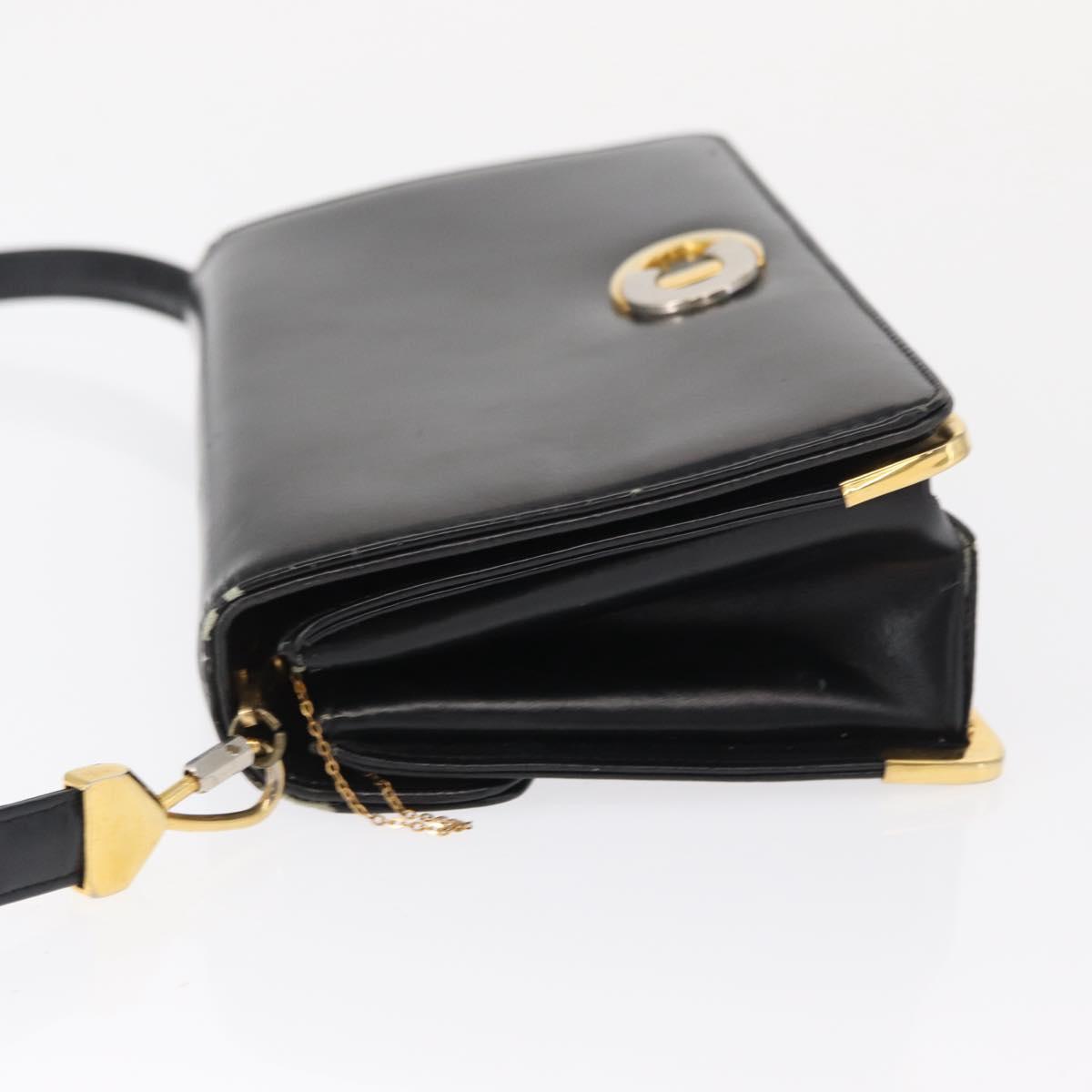 Christian Dior Shoulder Bag Leather Black Gold Auth ep12905