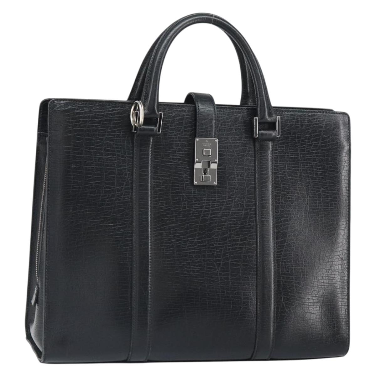 GUCCI Hand Bag Leather Black Silver 114262 Auth ep12908