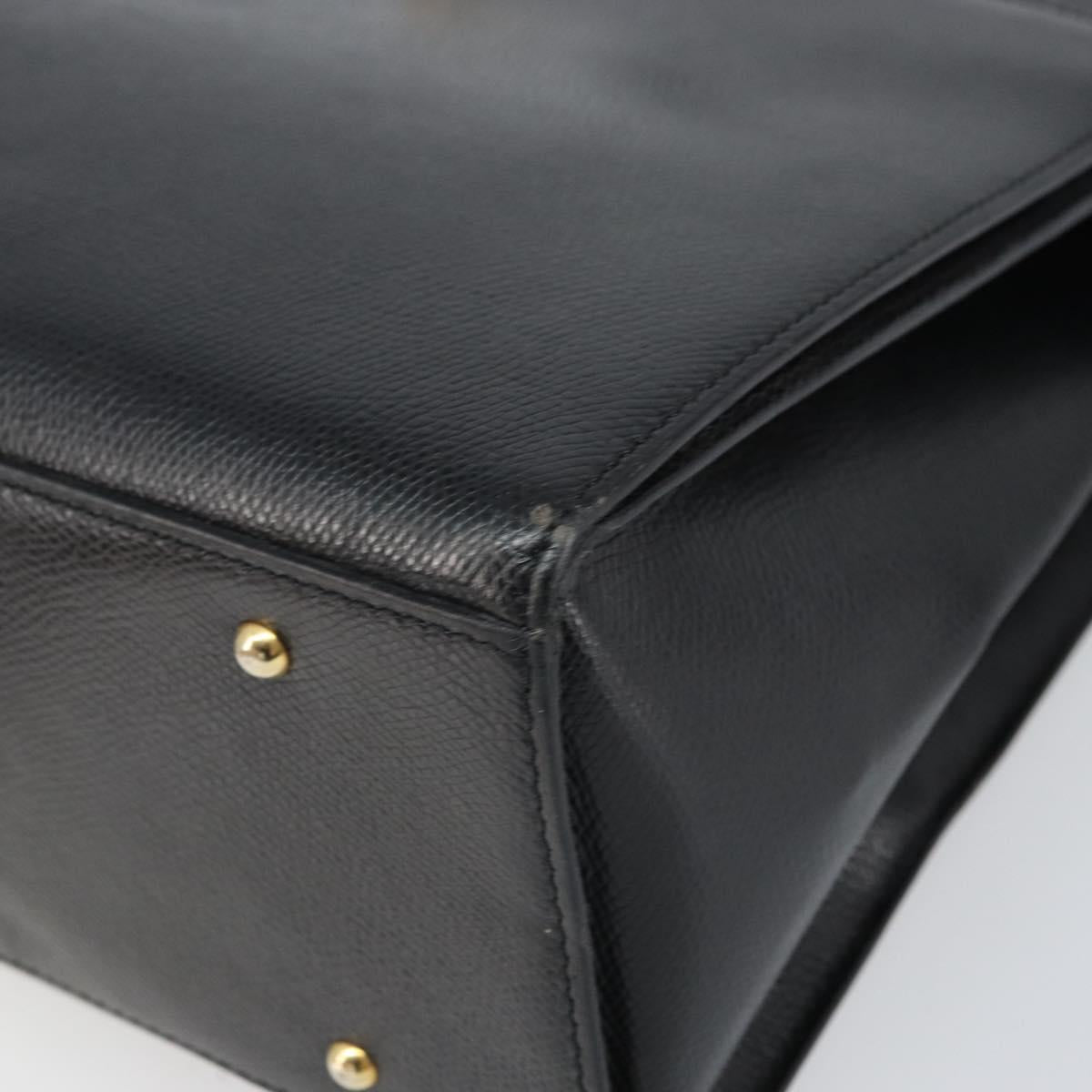 CELINE Tote Bag Leather Black Gold Auth ep12909