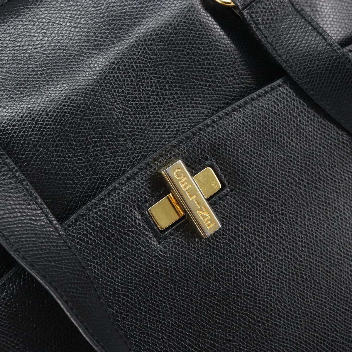 CELINE Tote Bag Leather Black Gold Auth ep12909