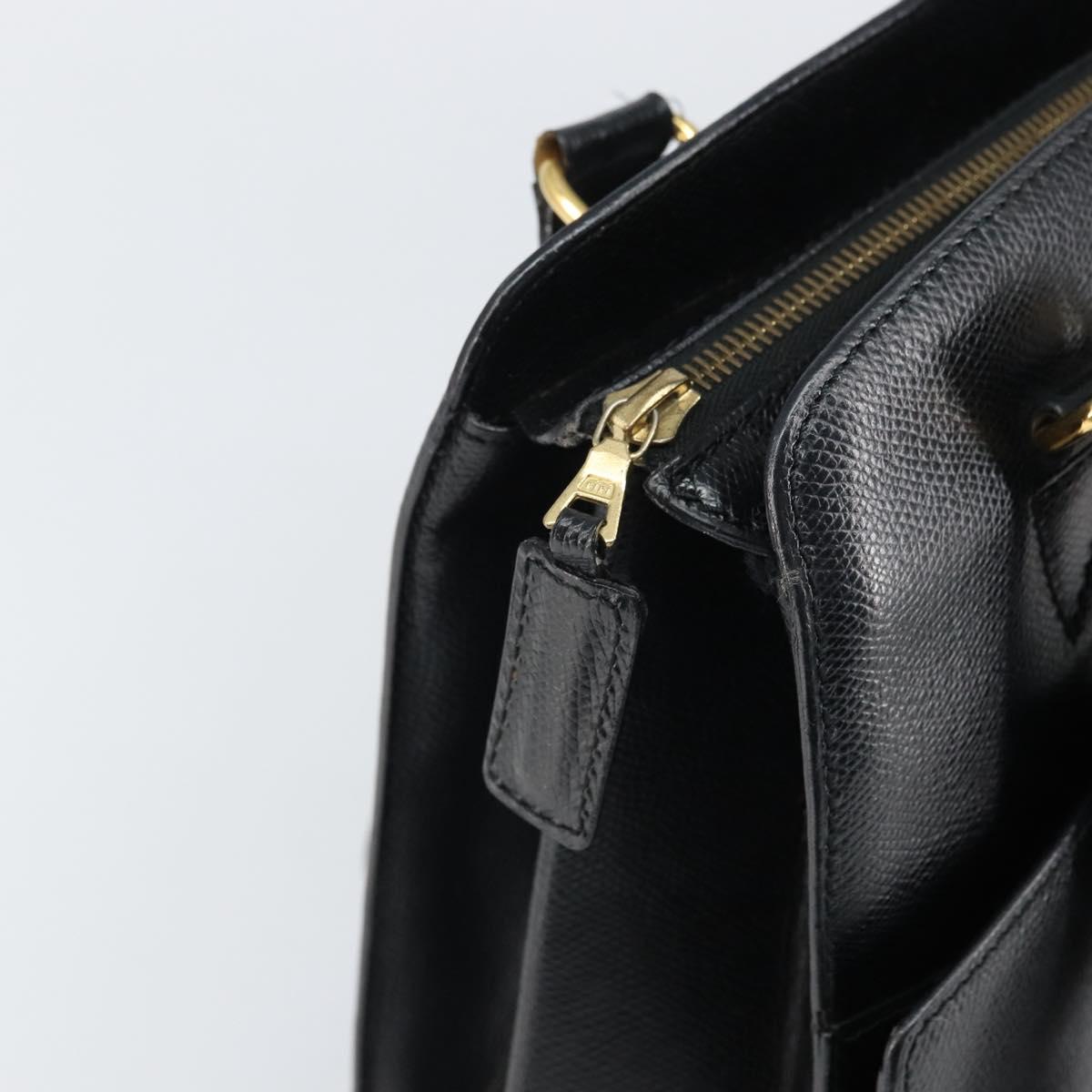 CELINE Tote Bag Leather Black Gold Auth ep12909
