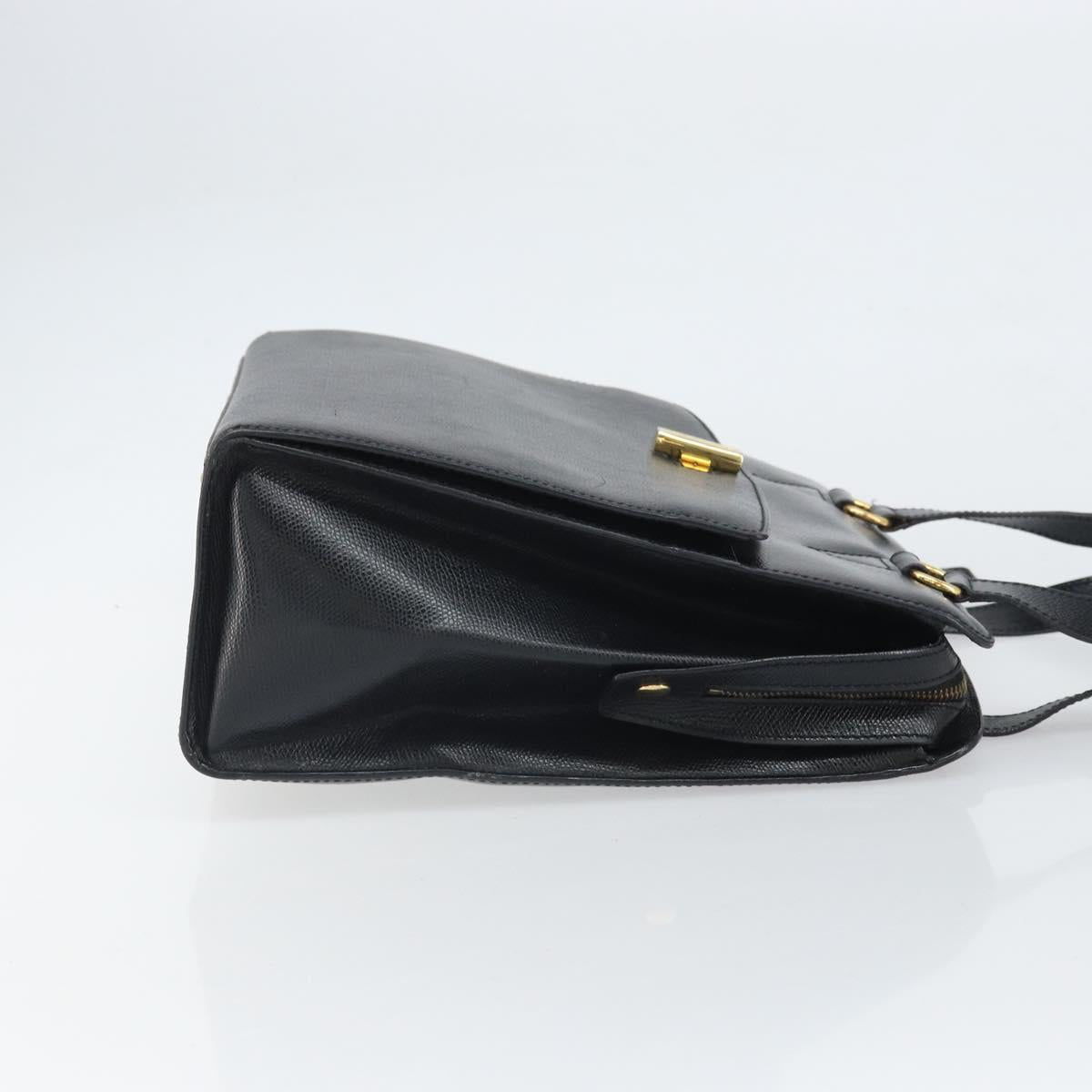 CELINE Tote Bag Leather Black Gold Auth ep12909