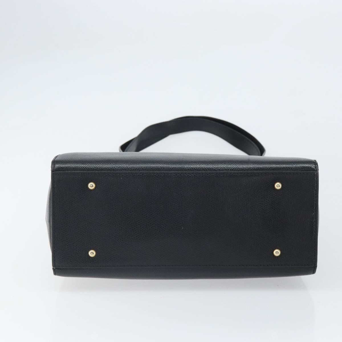 CELINE Tote Bag Leather Black Gold Auth ep12909