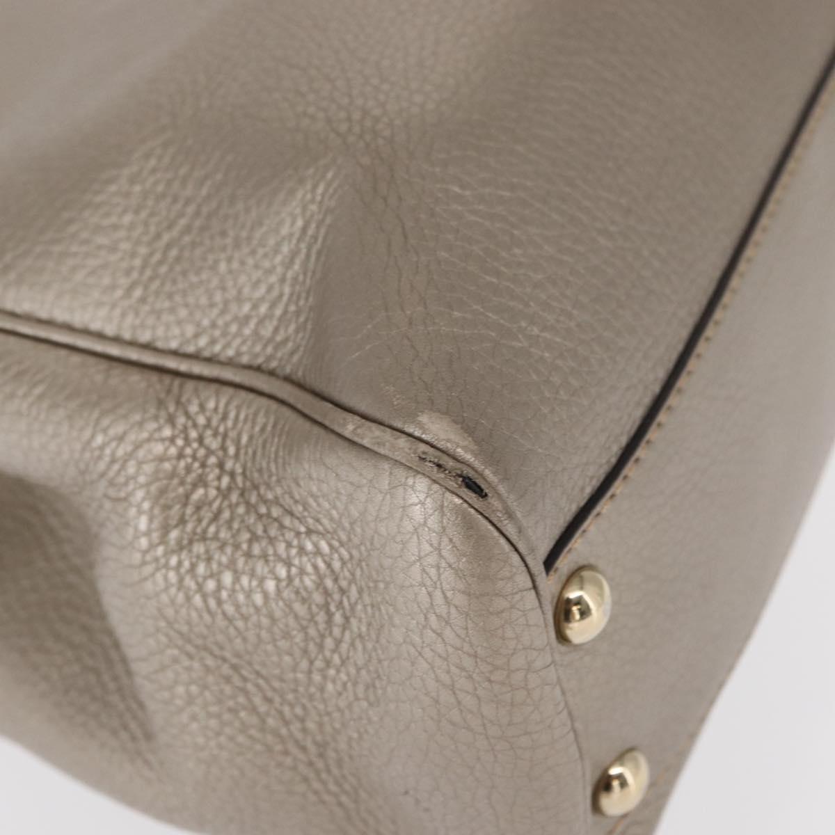 GUCCI Bamboo Hand Bag Leather Silver Gold 336032 Auth ep12914