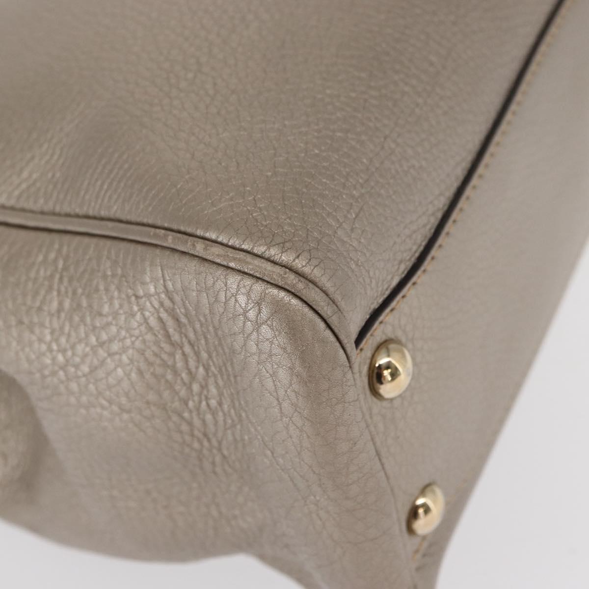 GUCCI Bamboo Hand Bag Leather Silver Gold 336032 Auth ep12914