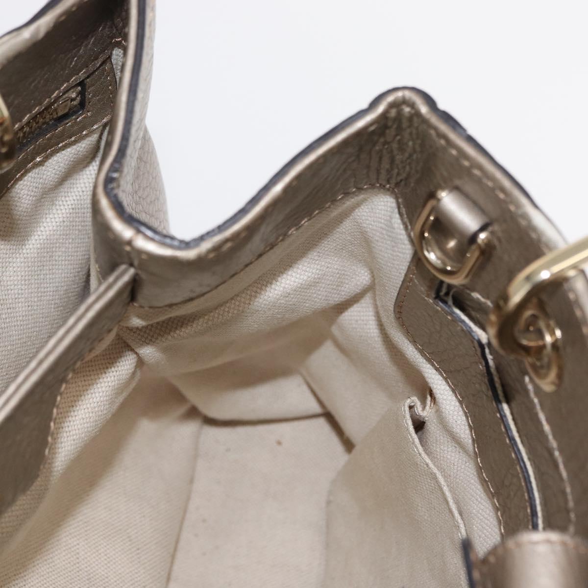 GUCCI Bamboo Hand Bag Leather Silver Gold 336032 Auth ep12914