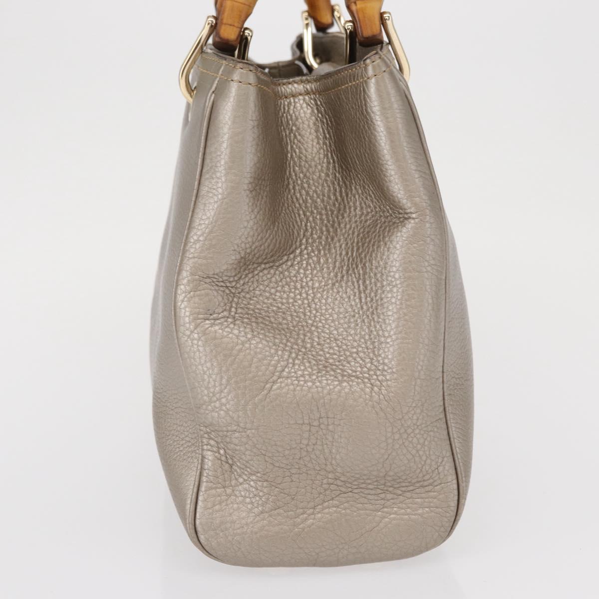 GUCCI Bamboo Hand Bag Leather Silver Gold 336032 Auth ep12914