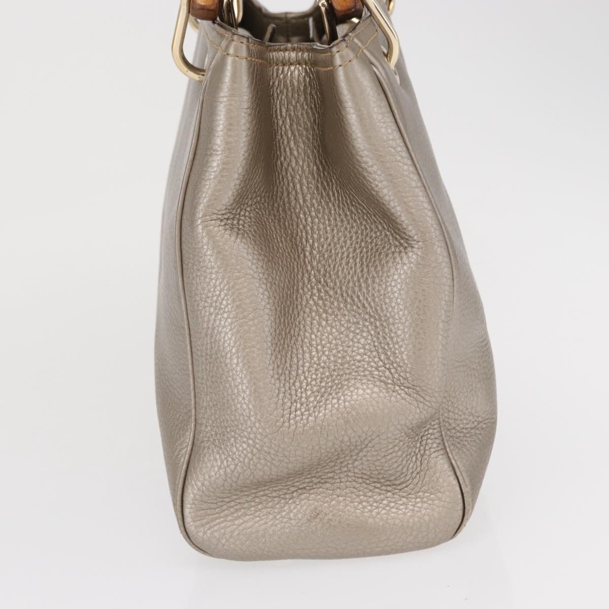 GUCCI Bamboo Hand Bag Leather Silver Gold 336032 Auth ep12914