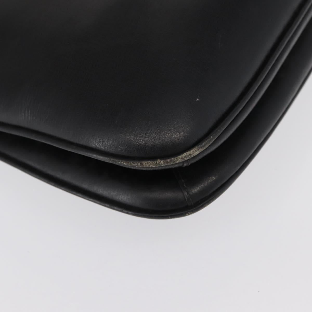 GUCCI Shoulder Bag Leather Black Gold Auth ep12917