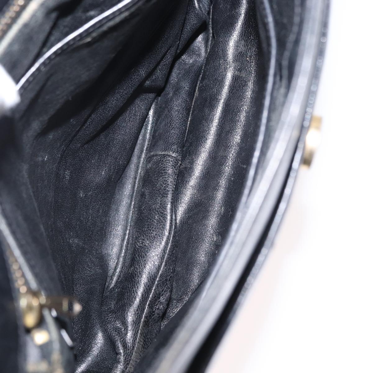 GUCCI Shoulder Bag Leather Black Gold Auth ep12917