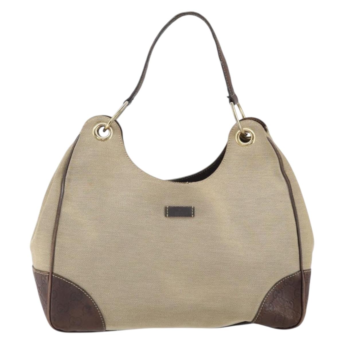 GUCCI Shoulder Bag Canvas Beige Gold 257268 Auth ep12918