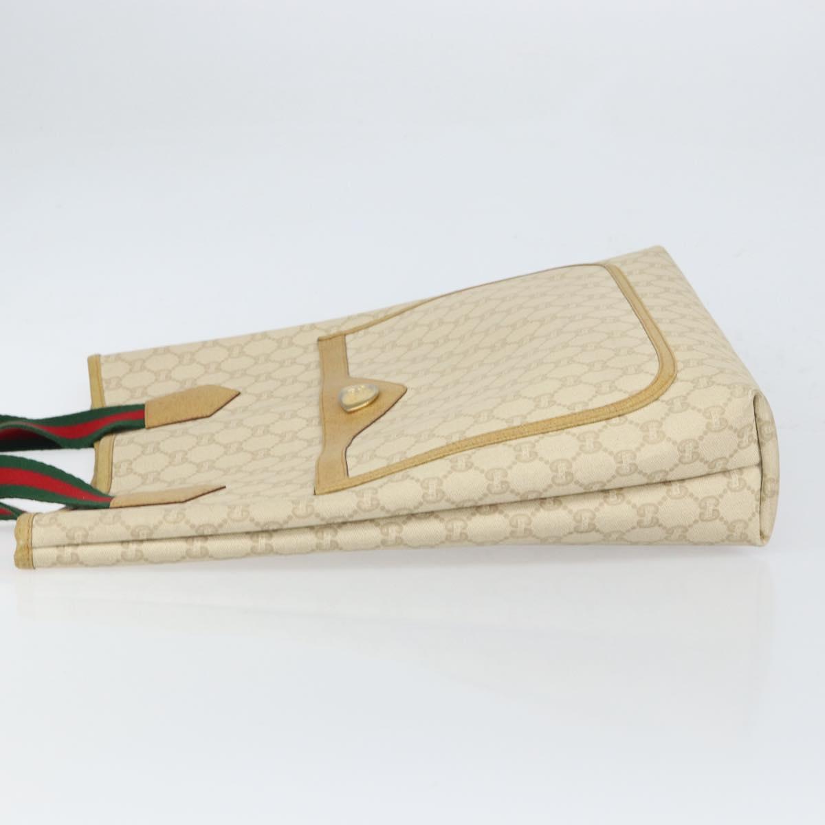 GUCCI GG Plus Supreme Web Sherry Line Tote Bag PVC White Auth ep12927