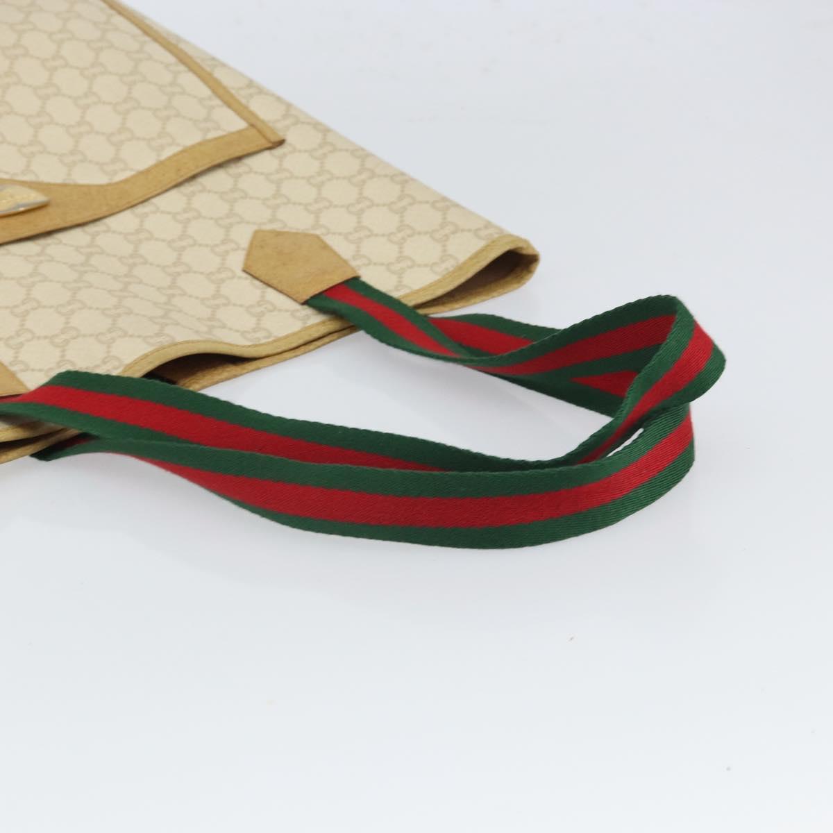 GUCCI GG Plus Supreme Web Sherry Line Tote Bag PVC White Auth ep12927