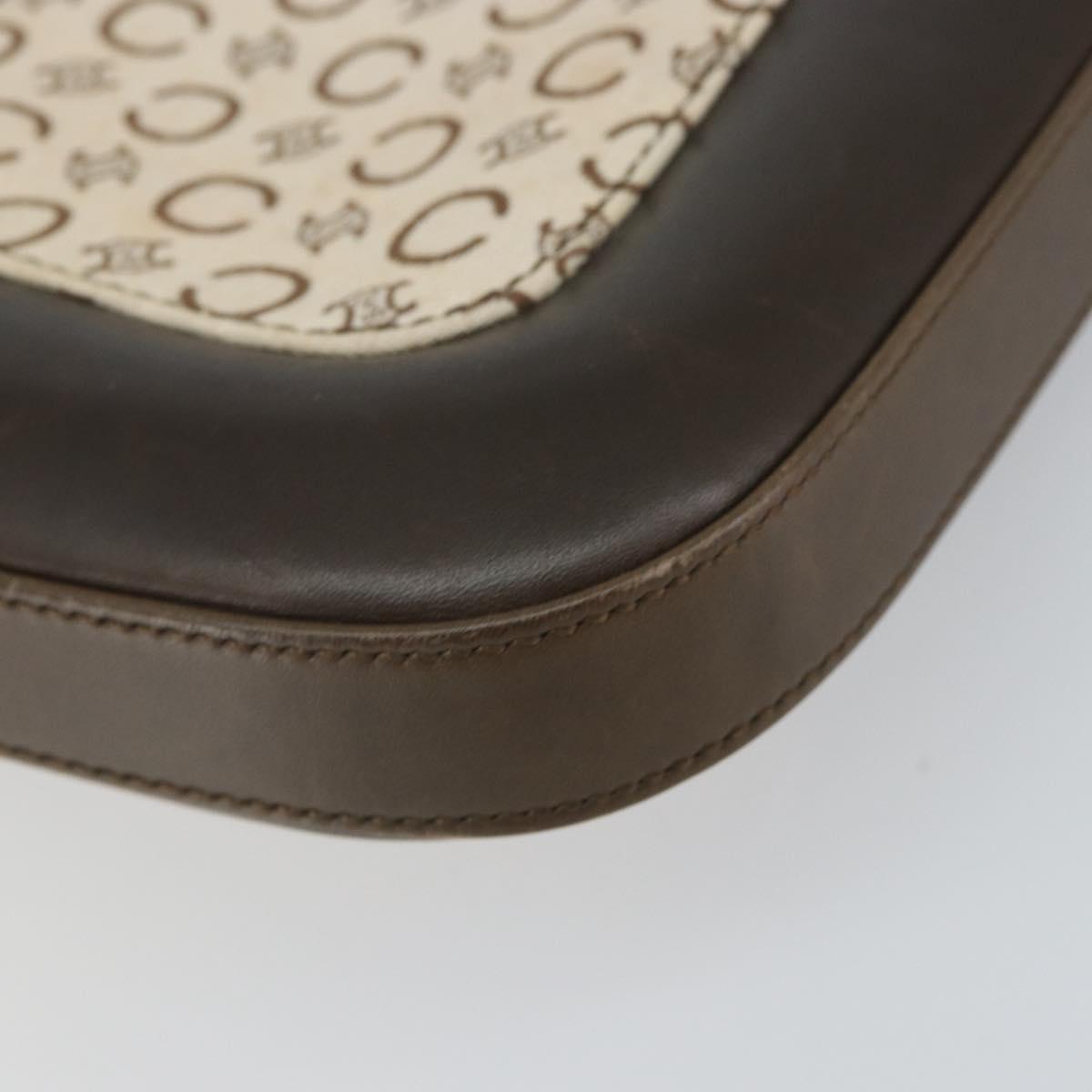 CELINE C Macadam Canvas Shoulder Bag Beige Gold Auth ep12930