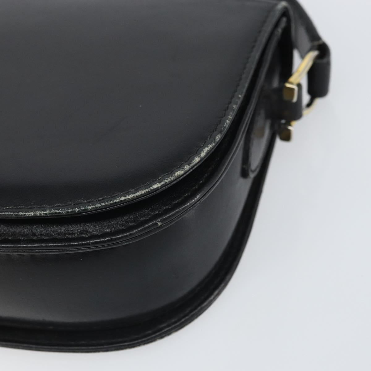 GUCCI Shoulder Bag Leather Black Gold Auth ep12931