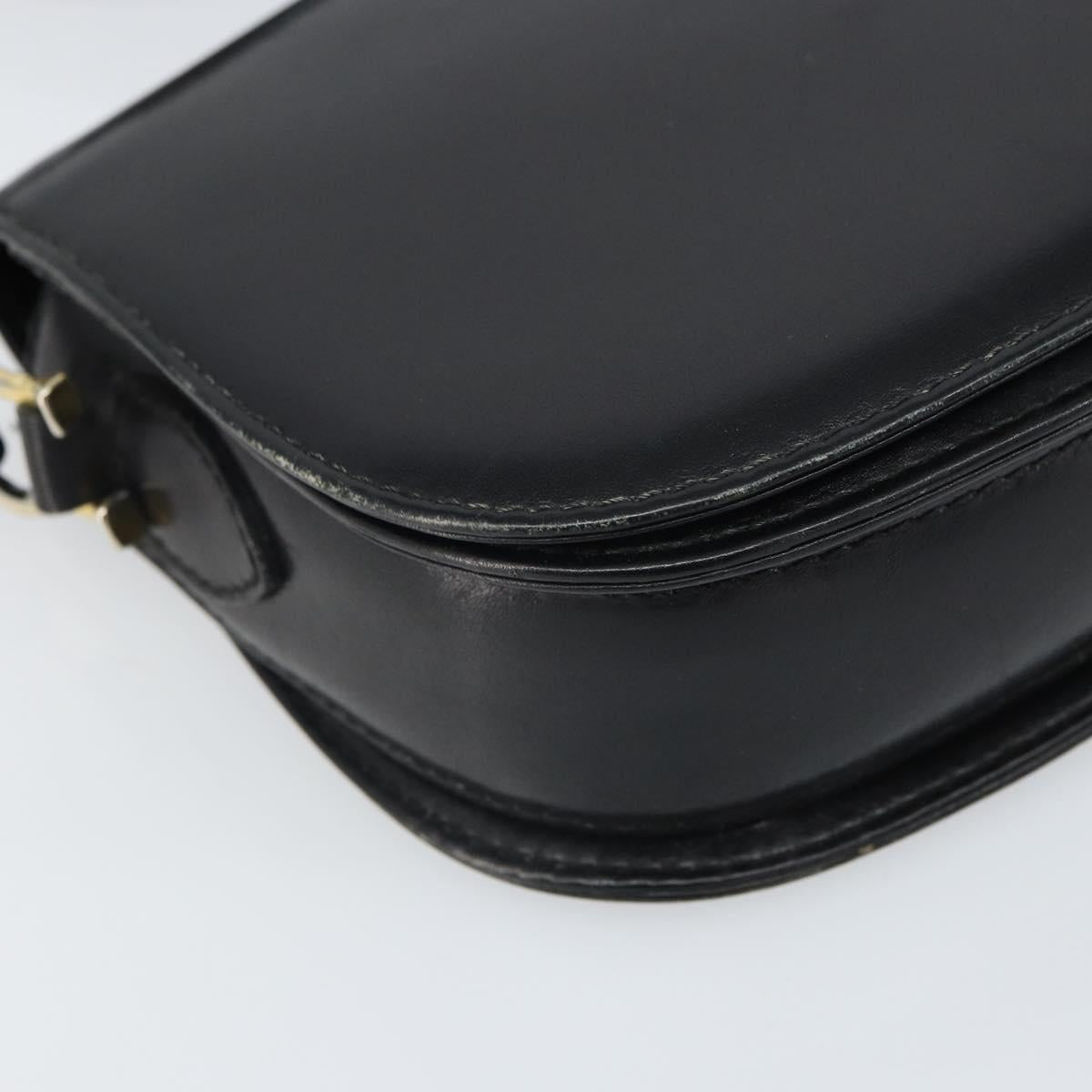 GUCCI Shoulder Bag Leather Black Gold Auth ep12931