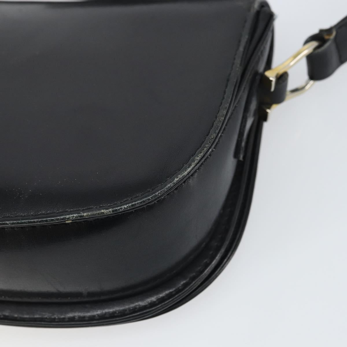 GUCCI Shoulder Bag Leather Black Gold Auth ep12931