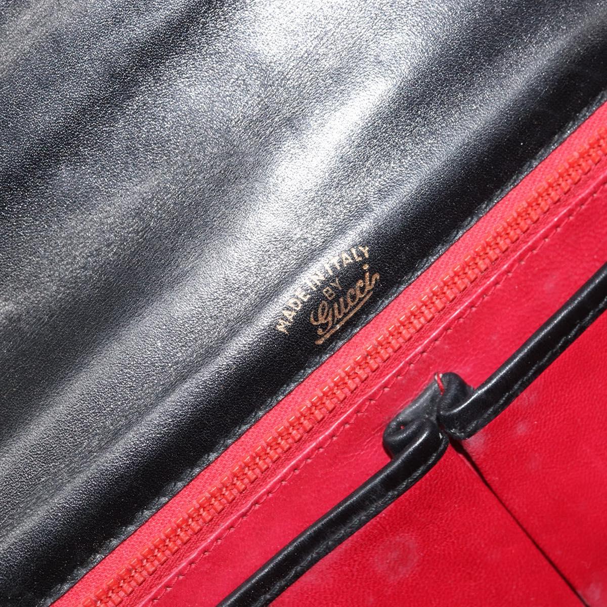 GUCCI Shoulder Bag Leather Black Gold Auth ep12931