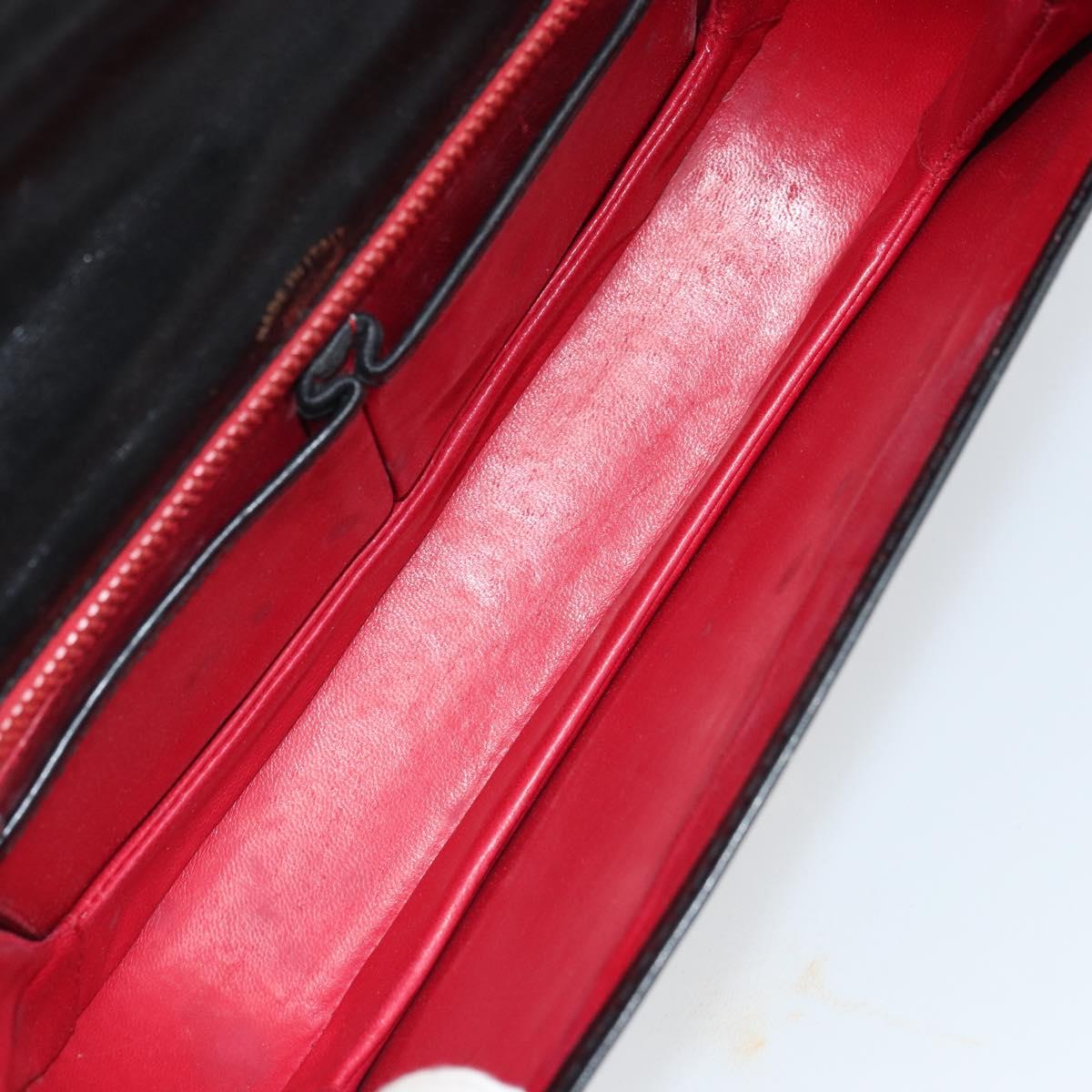 GUCCI Shoulder Bag Leather Black Gold Auth ep12931