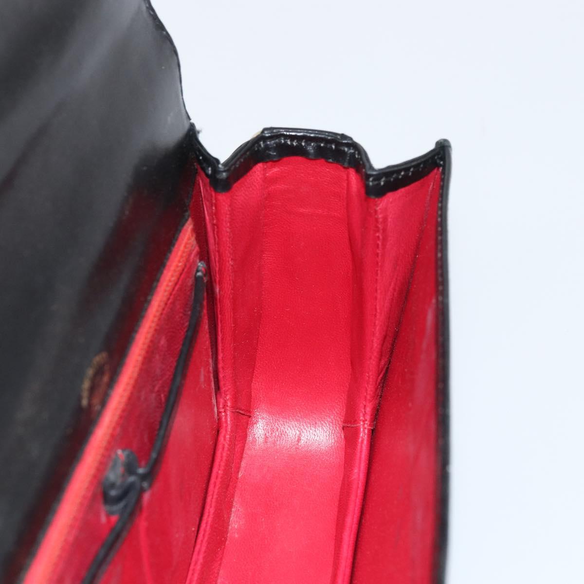 GUCCI Shoulder Bag Leather Black Gold Auth ep12931