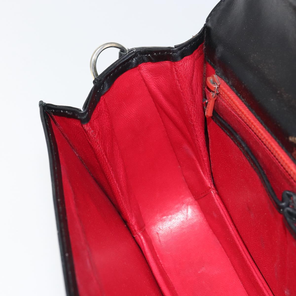 GUCCI Shoulder Bag Leather Black Gold Auth ep12931