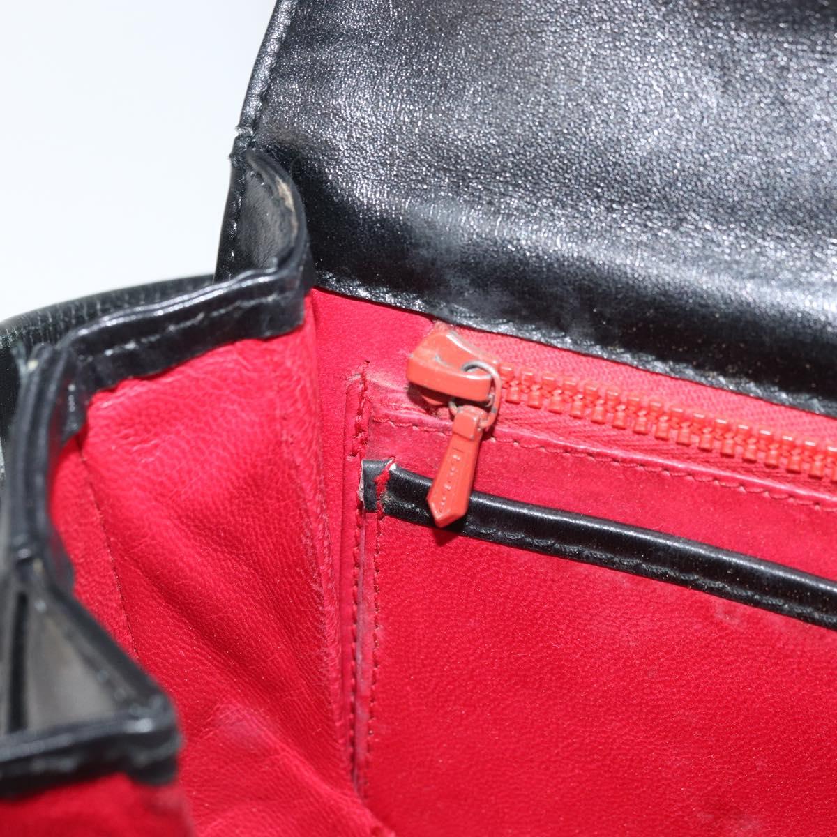 GUCCI Shoulder Bag Leather Black Gold Auth ep12931