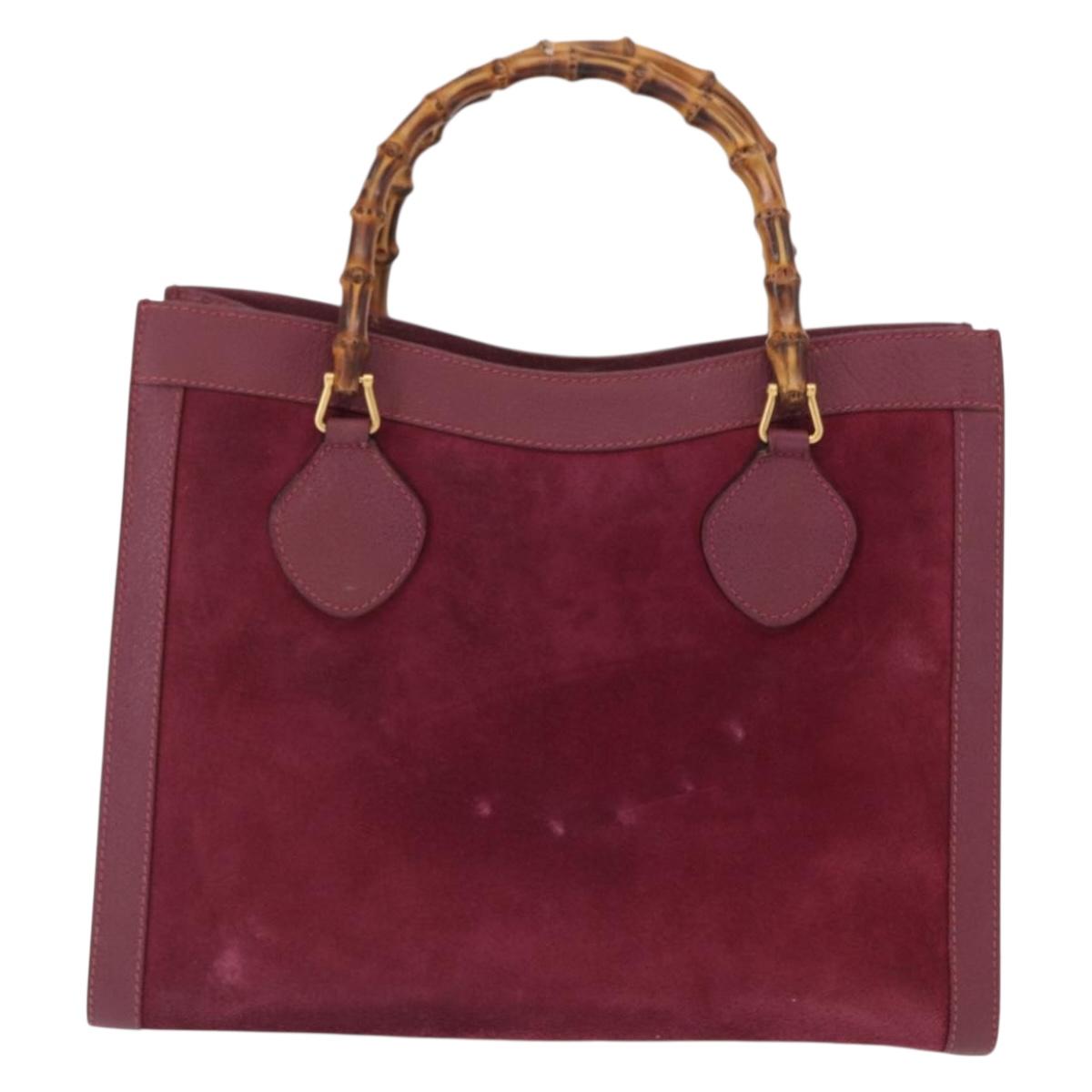 GUCCI Bamboo Hand Bag Suede Purple Gold 002 123 0260 Auth ep12937