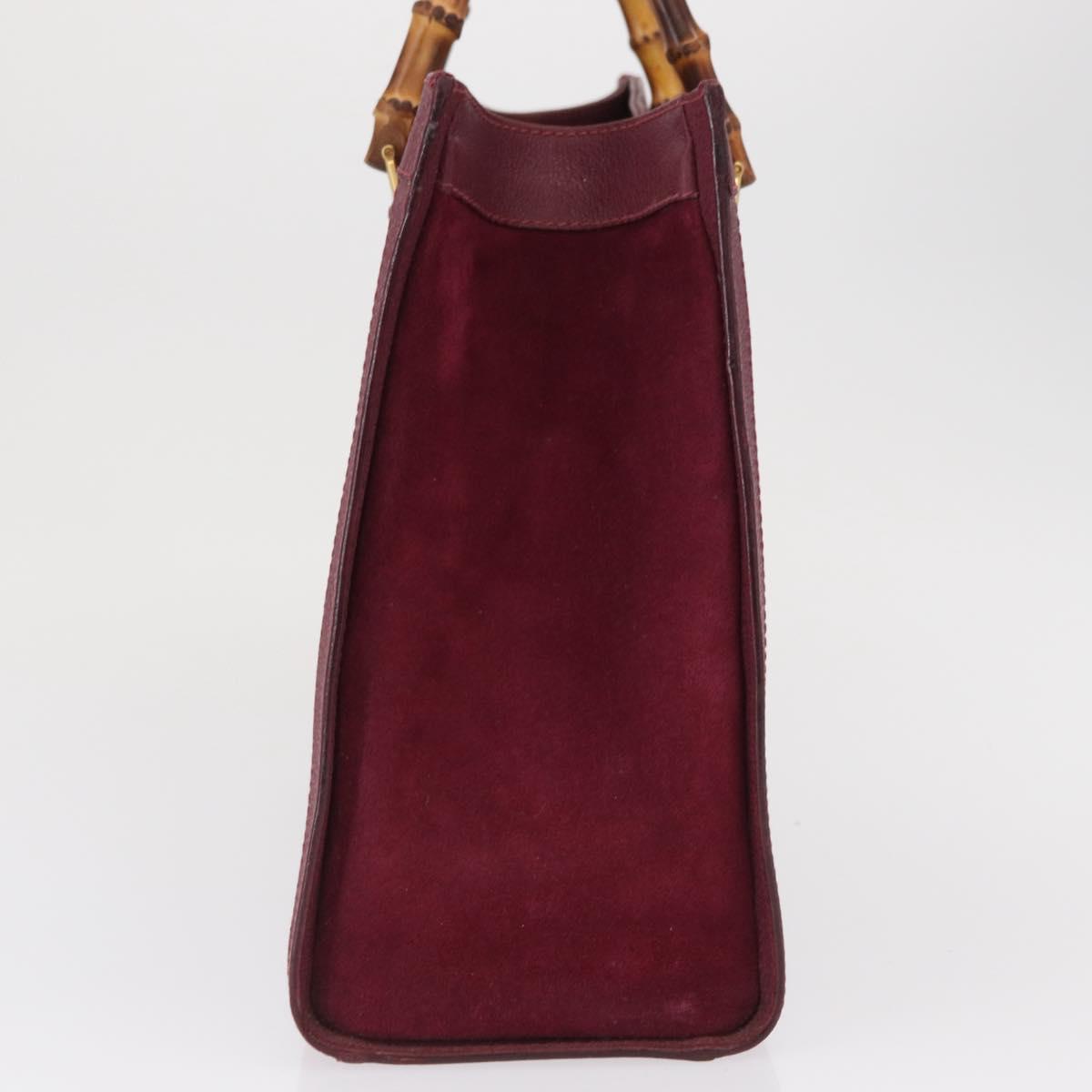 GUCCI Bamboo Hand Bag Suede Purple Gold 002 123 0260 Auth ep12937