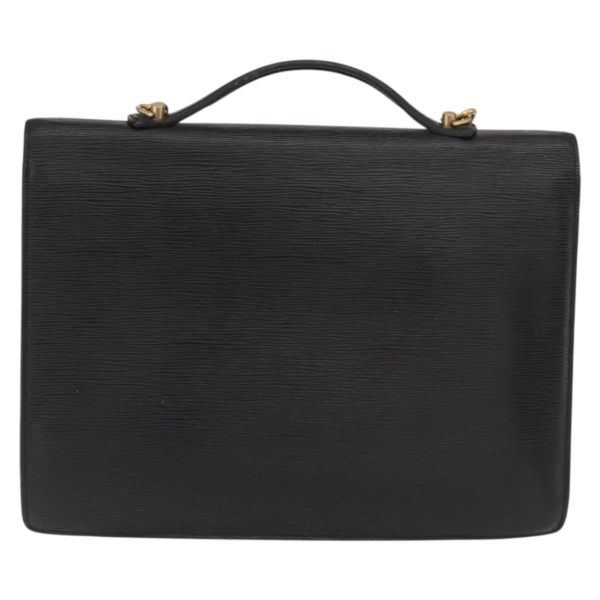 LOUIS VUITTON Epi Porte Documents Bandouliere Black M54462 LV Auth ep12940