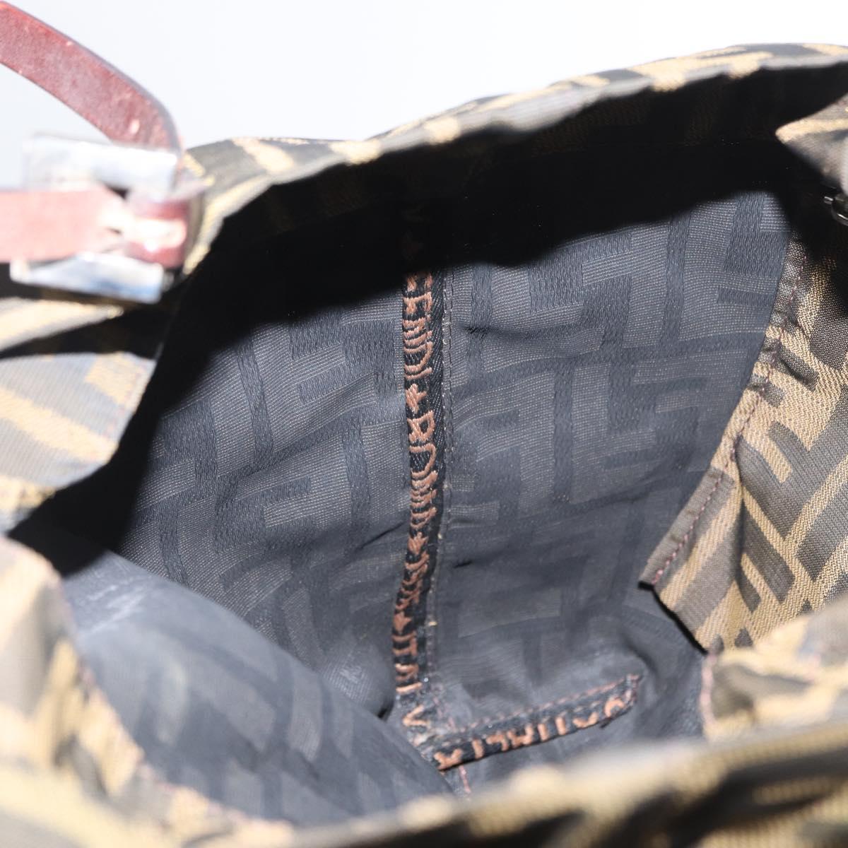 FENDI Zucca Canvas Hand Bag Black Brown Auth ep12941