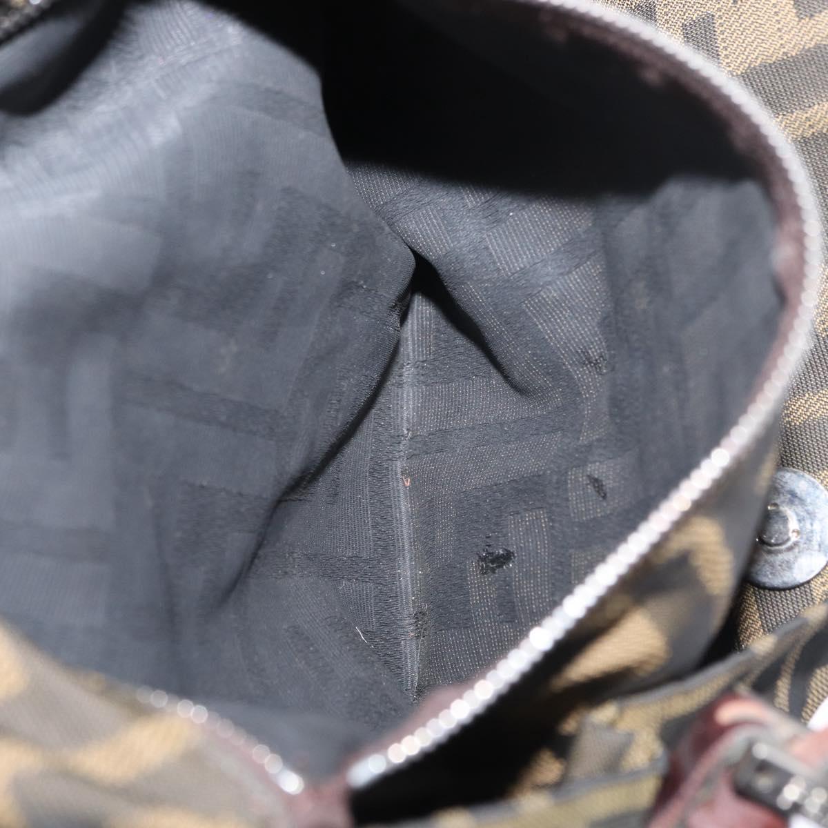 FENDI Zucca Canvas Hand Bag Black Brown Auth ep12941