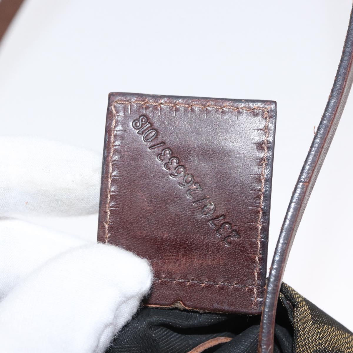 FENDI Zucca Canvas Hand Bag Black Brown Auth ep12941