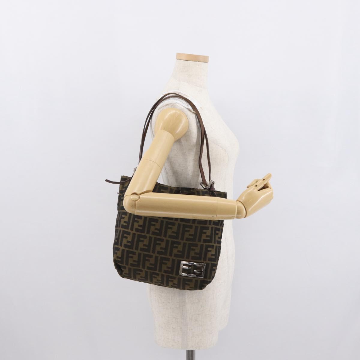 FENDI Zucca Canvas Hand Bag Black Brown Auth ep12941