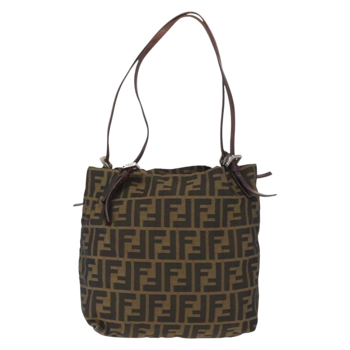 FENDI Zucca Canvas Hand Bag Black Brown Auth ep12941