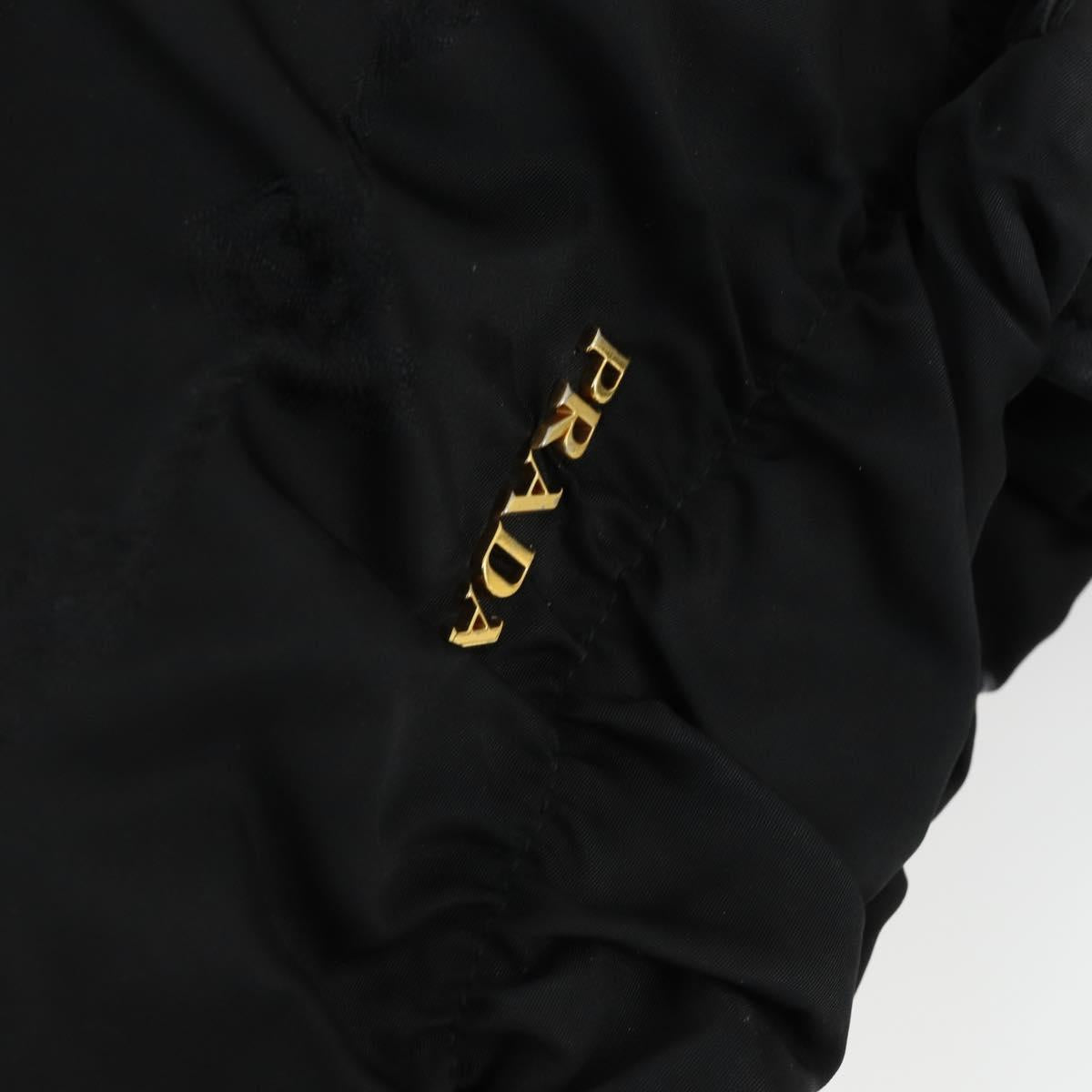 PRADA Tote Bag Nylon Leather 2way Black Gold Auth ep12948