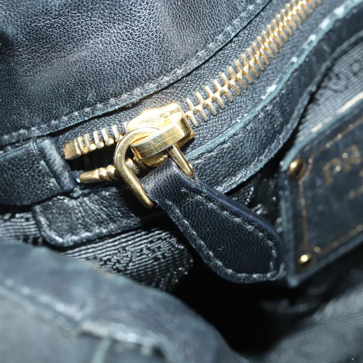 PRADA Tote Bag Nylon Leather 2way Black Gold Auth ep12948