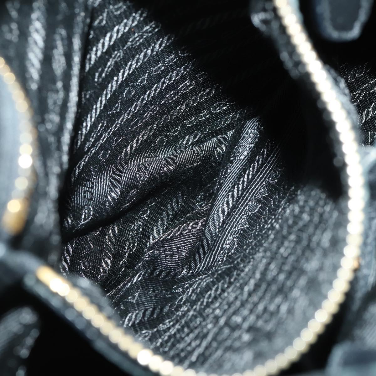 PRADA Tote Bag Nylon Leather 2way Black Gold Auth ep12948
