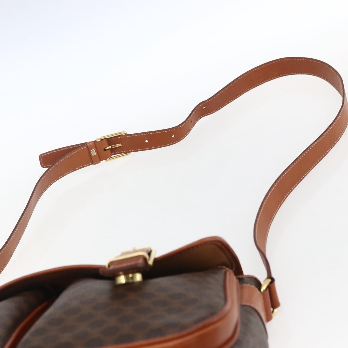 CELINE Macadam Canvas Hand Bag PVC Leather 2way Brown Gold Auth ep12949V