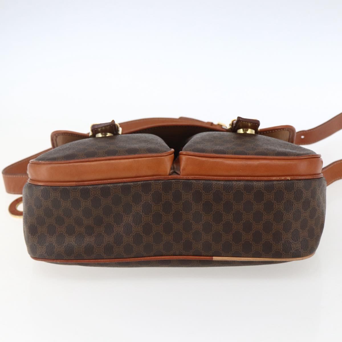 CELINE Macadam Canvas Hand Bag PVC Leather 2way Brown Gold Auth ep12949V