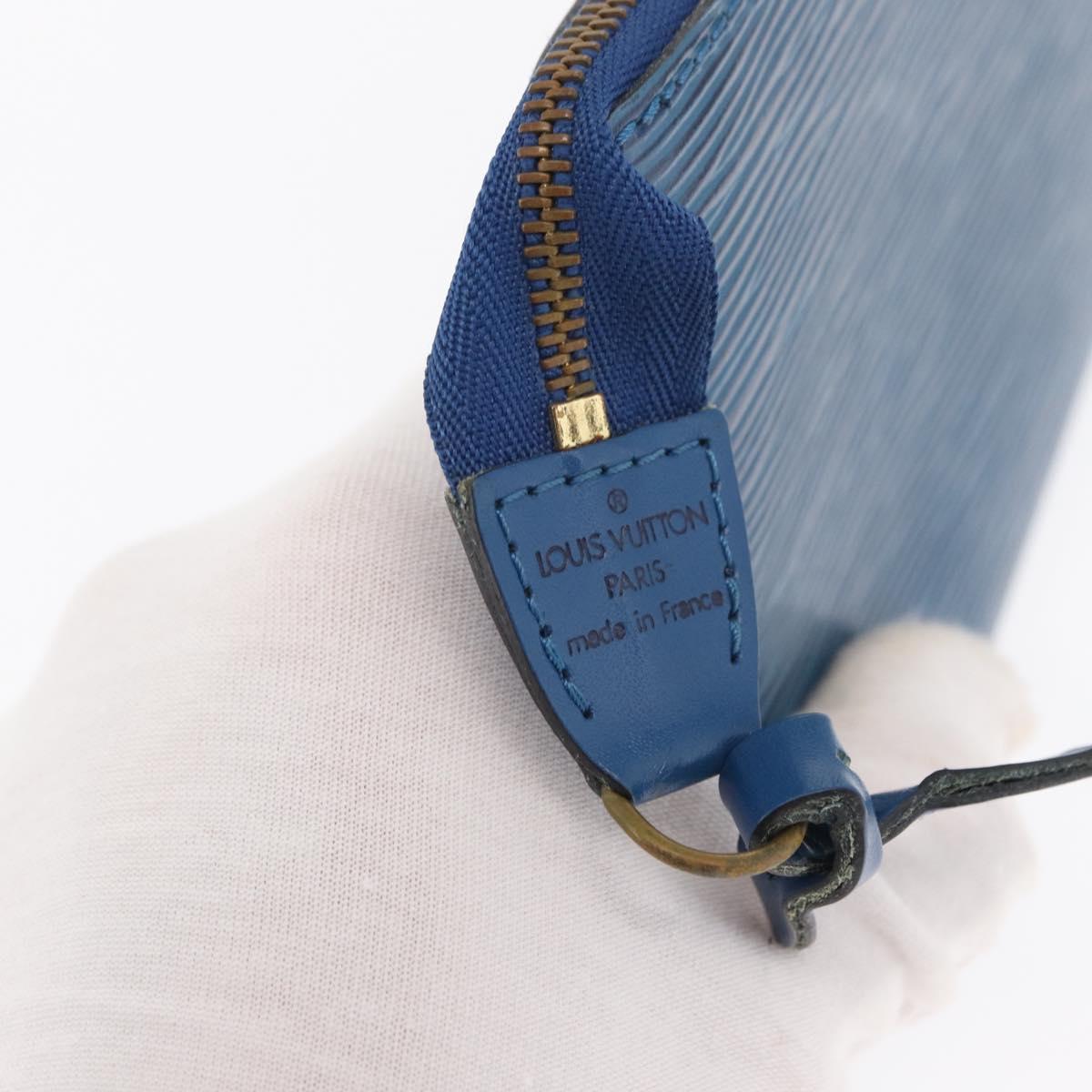 LOUIS VUITTON Epi Pochette Accessoires Pouch Blue M52985 LV Auth ep12951