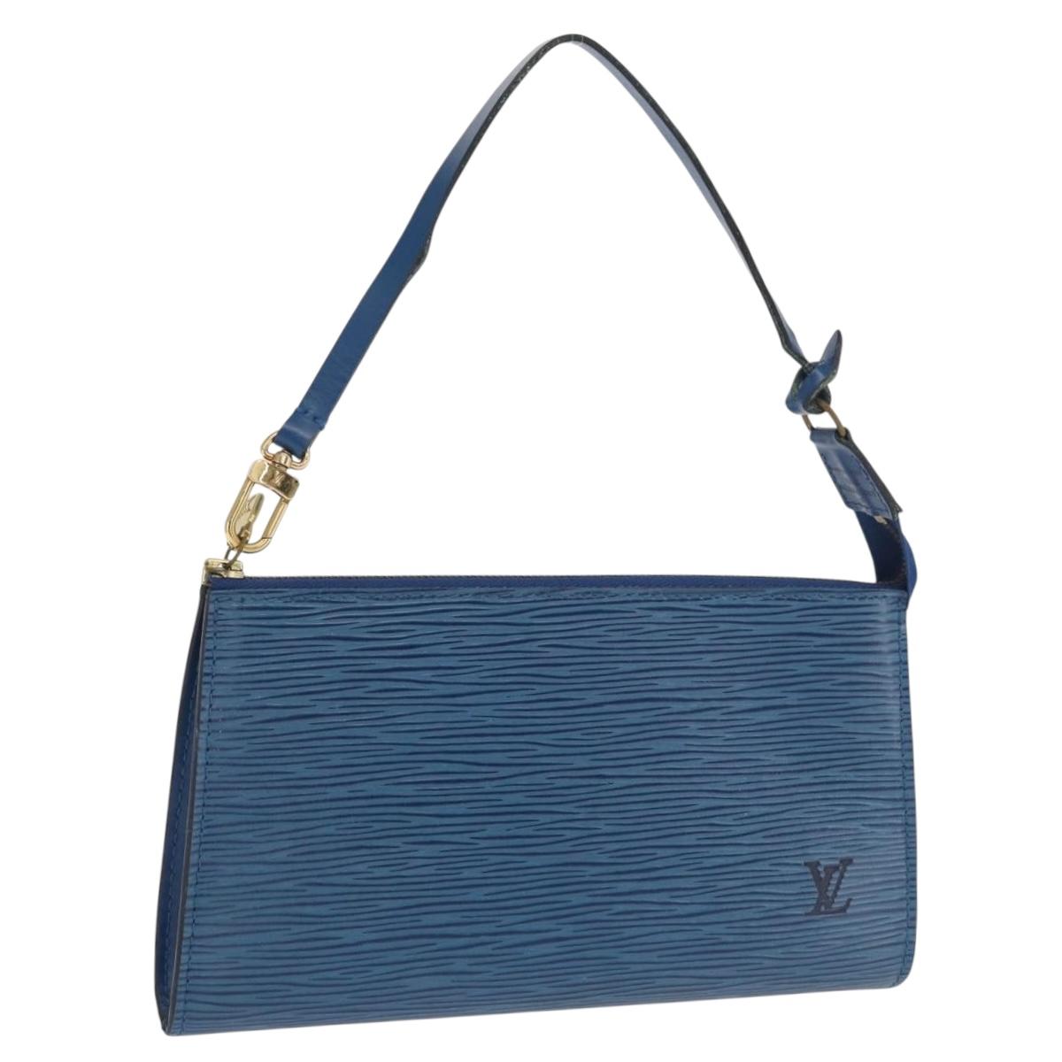 LOUIS VUITTON Epi Pochette Accessoires Pouch Blue M52985 LV Auth ep12951