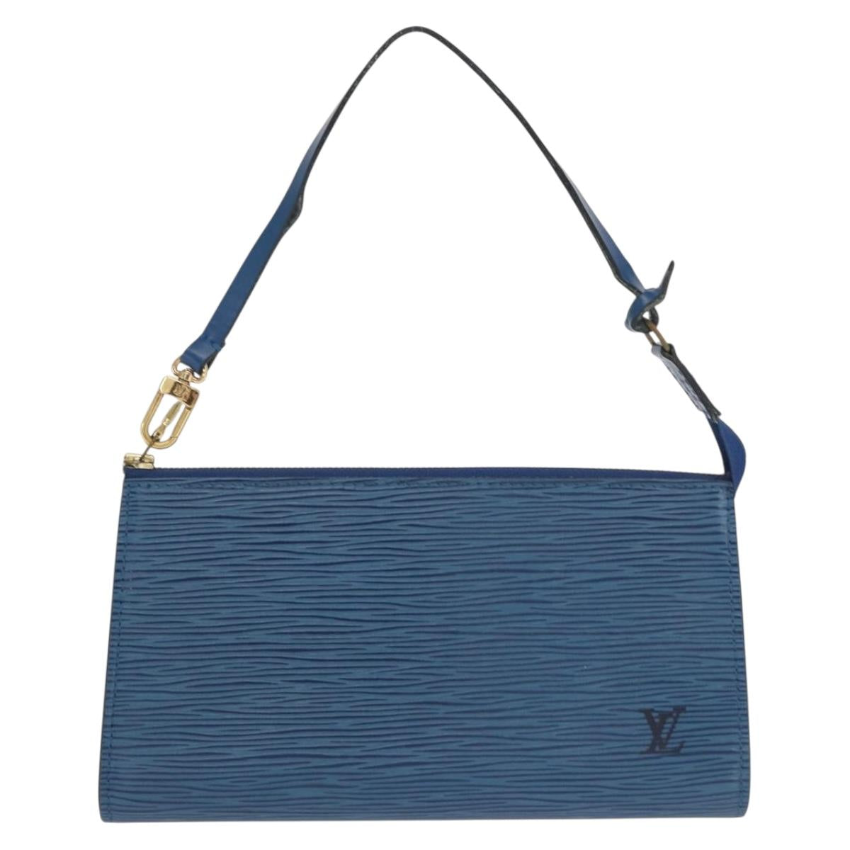 LOUIS VUITTON Epi Pochette Accessoires Pouch Blue M52985 LV Auth ep12951
