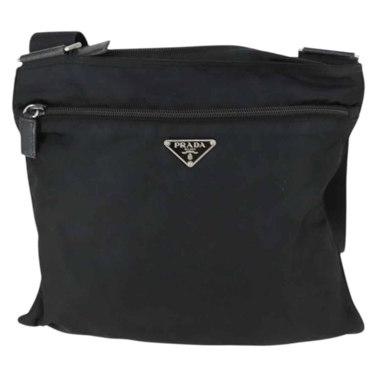 PRADA Shoulder Bag Nylon Black Silver Auth ep12954