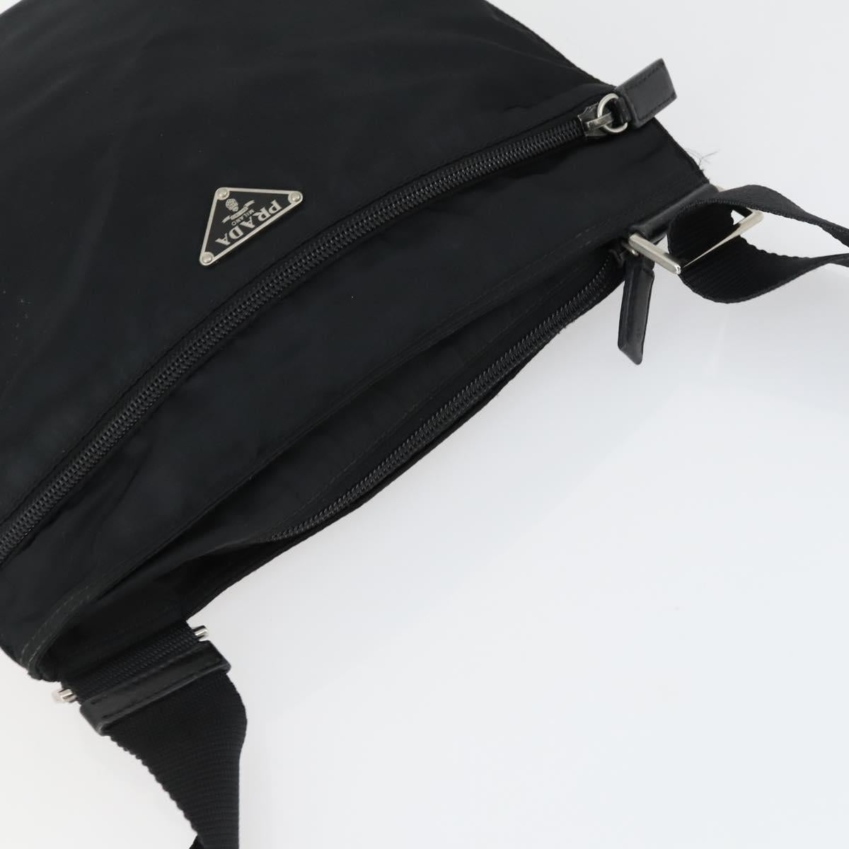 PRADA Shoulder Bag Nylon Black Silver Auth ep12954